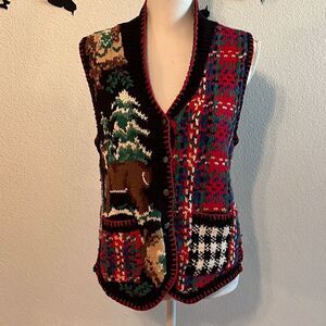 Portraits By Northern Isles Sweater Vest Knitted By Hand Christmas Size Small